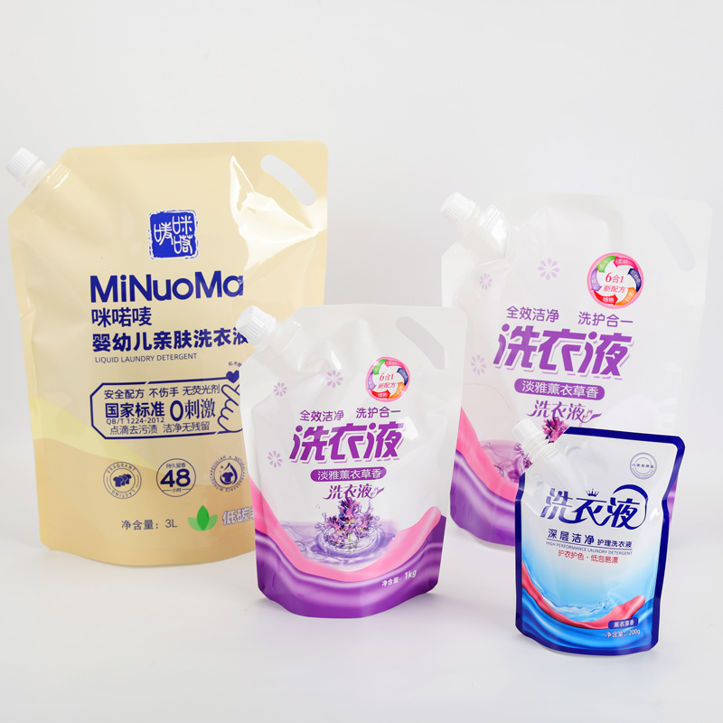 Plastic Spout Pouch Bag for Laundry Liquid Detergent  with Printing Stand Type