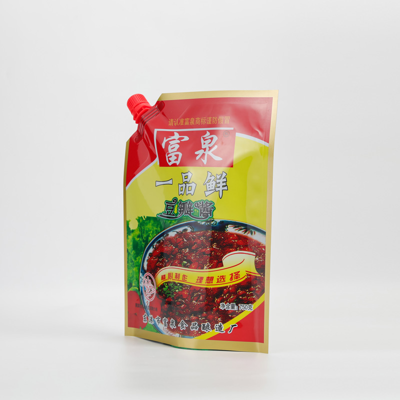Custom Reusable Stand up Spout Pouch BBQ Sauce Packaging Ketchup Roasted Food Sauce Bag Seasoning Packaging