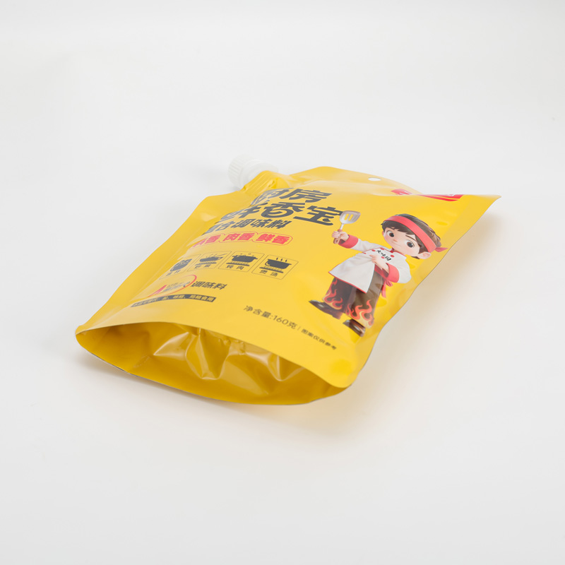 Custom Reusable Stand up Spout Pouch BBQ Sauce Packaging Ketchup Roasted Food Sauce Bag Seasoning Packaging