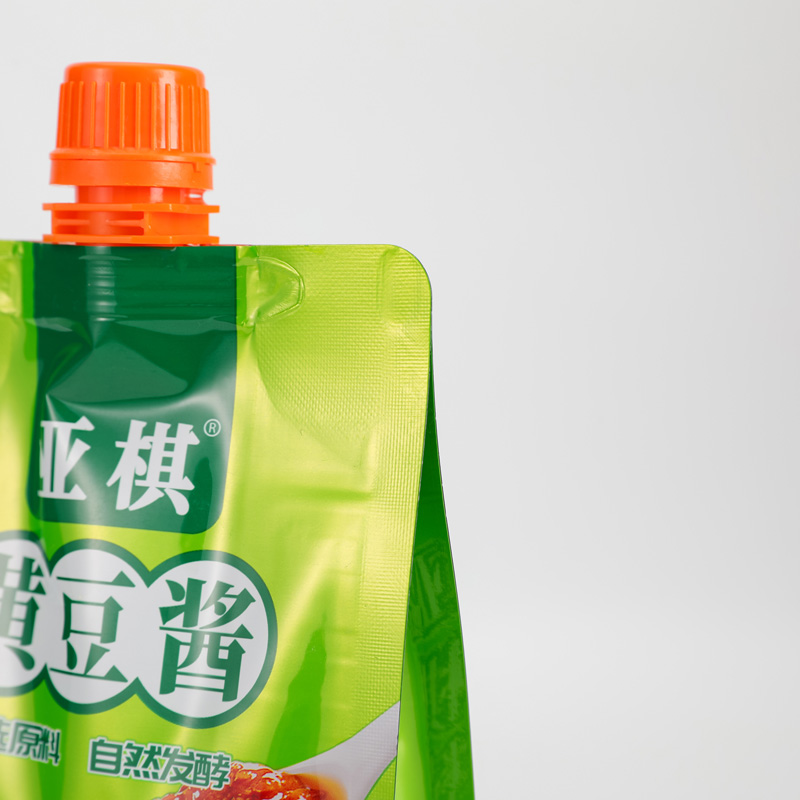 Custom Reusable Stand up Spout Pouch BBQ Sauce Packaging Ketchup Roasted Food Sauce Bag Seasoning Packaging