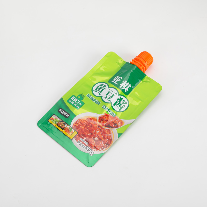 Custom Reusable Stand up Spout Pouch BBQ Sauce Packaging Ketchup Roasted Food Sauce Bag Seasoning Packaging