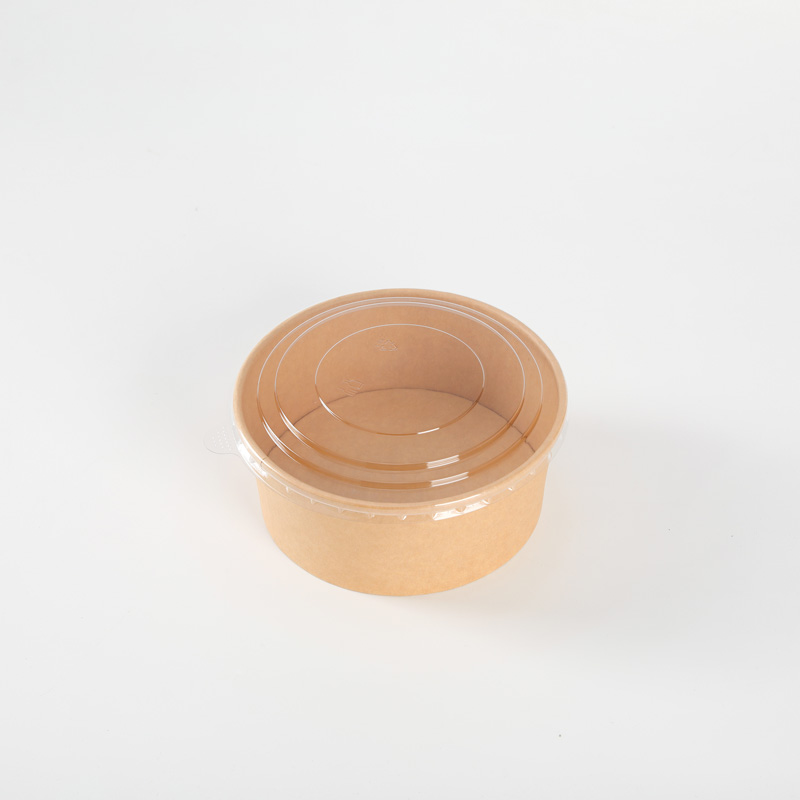 Eco-Friendly Disposable Large Kraft Paper Salad Bowl with Customized PP/Paper Lid for Camping
