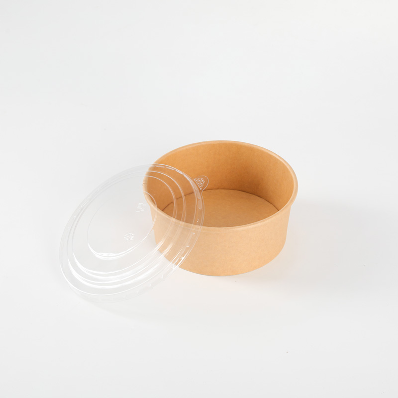 Eco-Friendly Disposable Large Kraft Paper Salad Bowl with Customized PP/Paper Lid for Camping