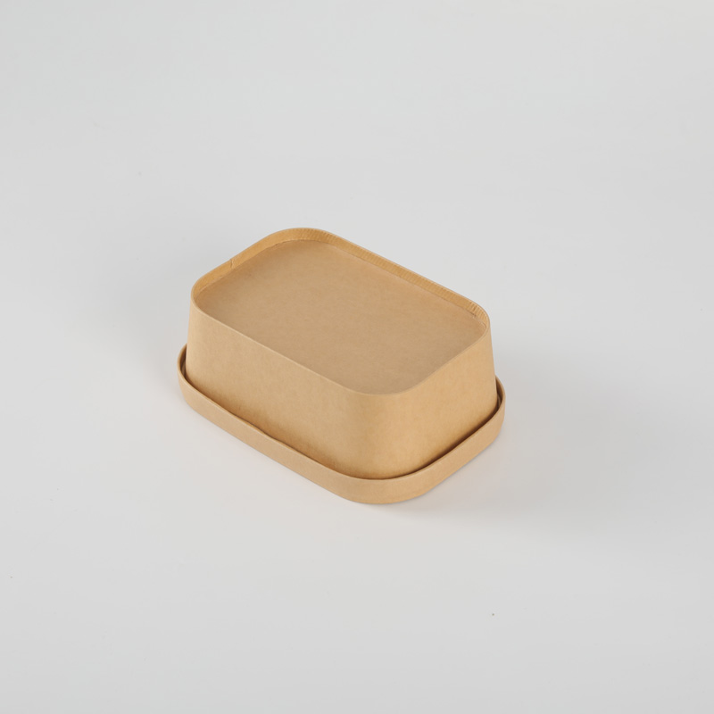 Disposable Rectangle Food Container Custom Printed Take Away Kraft Paper Fruit Salad Bowl With Lids