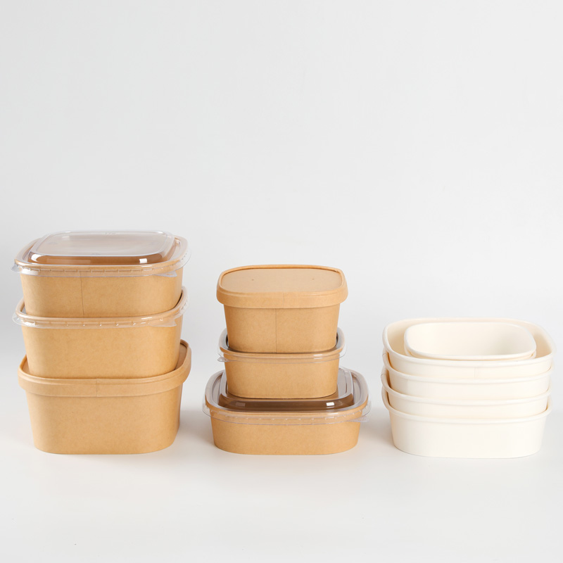 Square Paper Bowl Disposable Paper Take Away Lunch Bowl