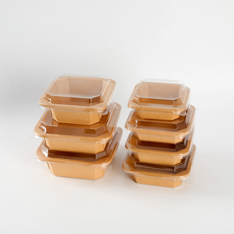 Disposable Thickened Kraft Paper Food Grade Lunch Box for Sushi Noodle Baby Food Take-Out Fruit Cut Packing Octagon