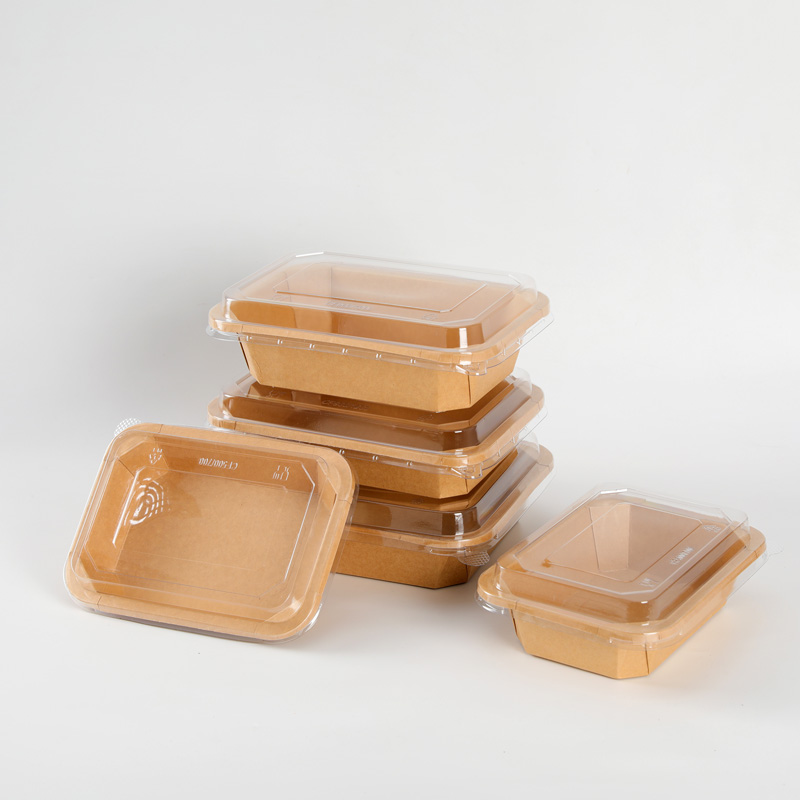New Design Rectangular Octagon Takeaway Fruit Box Kraft Paper Octagonal Bowls With Lid