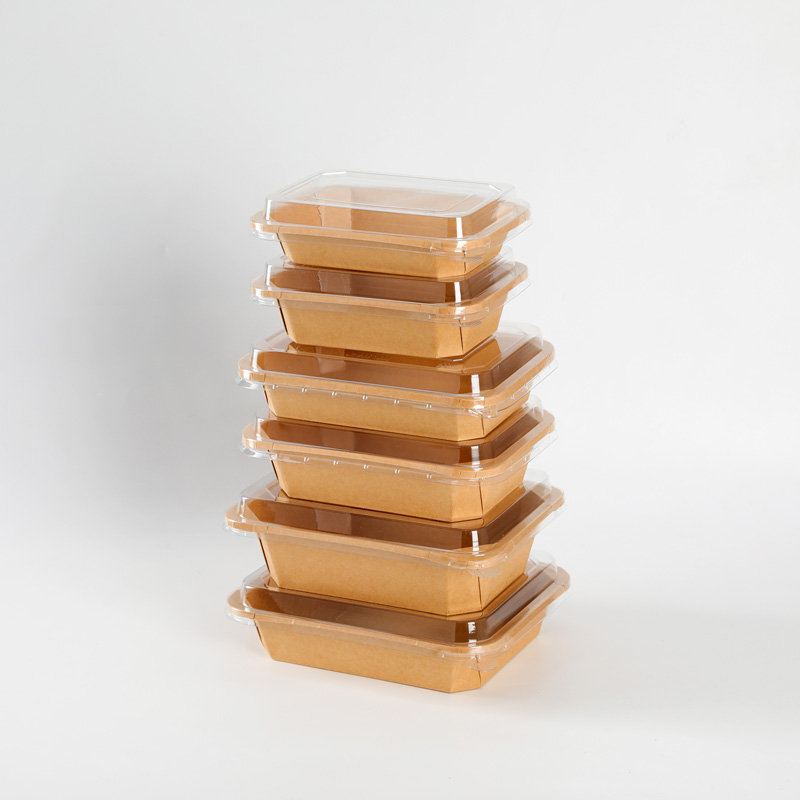 New Design Rectangular Octagon Takeaway Fruit Box Kraft Paper Octagonal Bowls With Lid