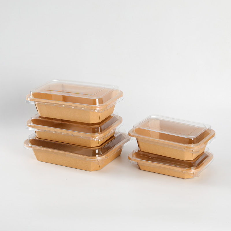 New Design Rectangular Octagon Takeaway Fruit Box Kraft Paper Octagonal Bowls With Lid
