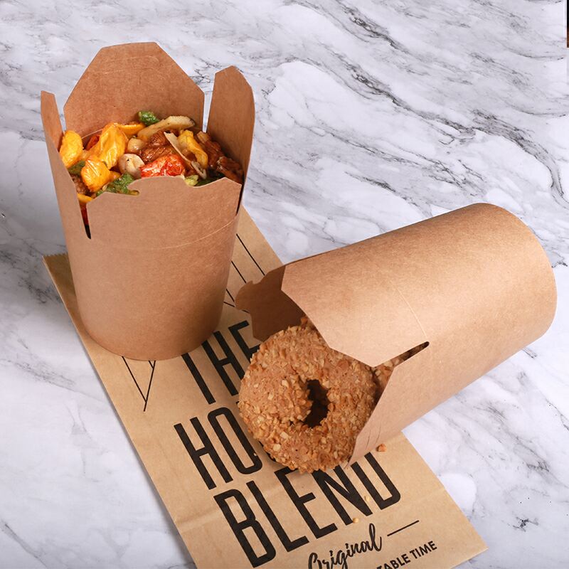 Customizable Matt Lamination  Kraft Paper Food Grade Takeaway Box for Sushi Noodle Box