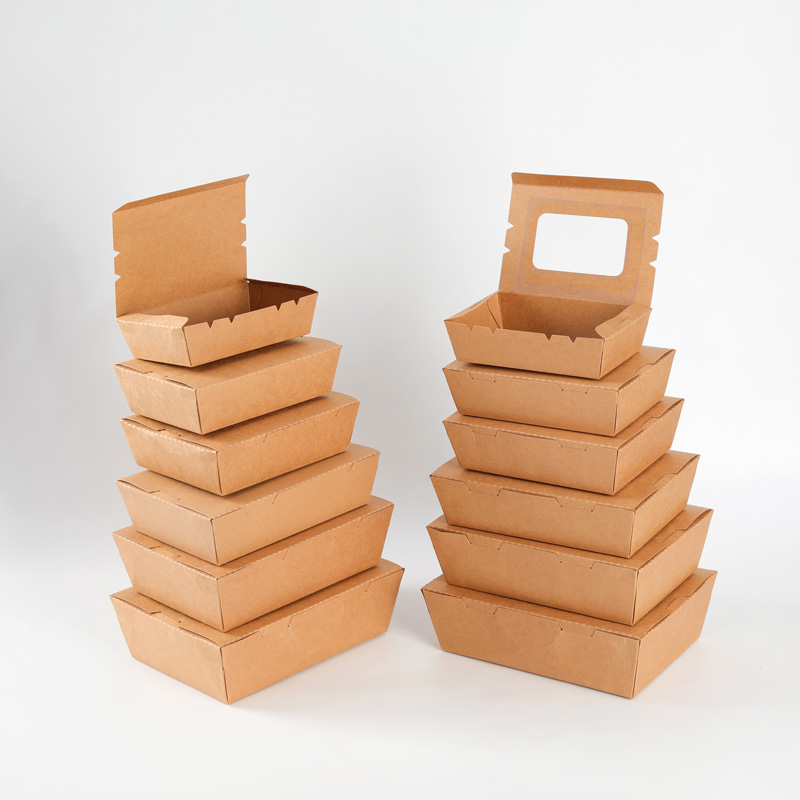 Fast Food Pizza Sandwich Sushi Box Kraft Food Packaging Take Away Paper Box Disposable Bento To-go Lunch Box