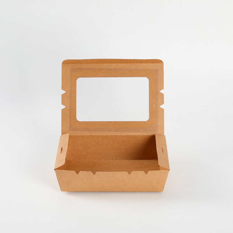 Compostable Paper Boxes  for Sushi Fruit Salad French Fries Paper Salad bow with window