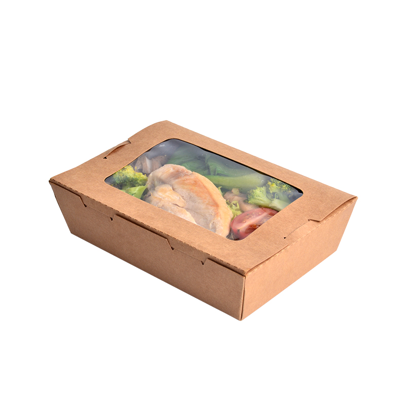 Compostable Paper Boxes  for Sushi Fruit Salad French Fries Paper Salad bow with window
