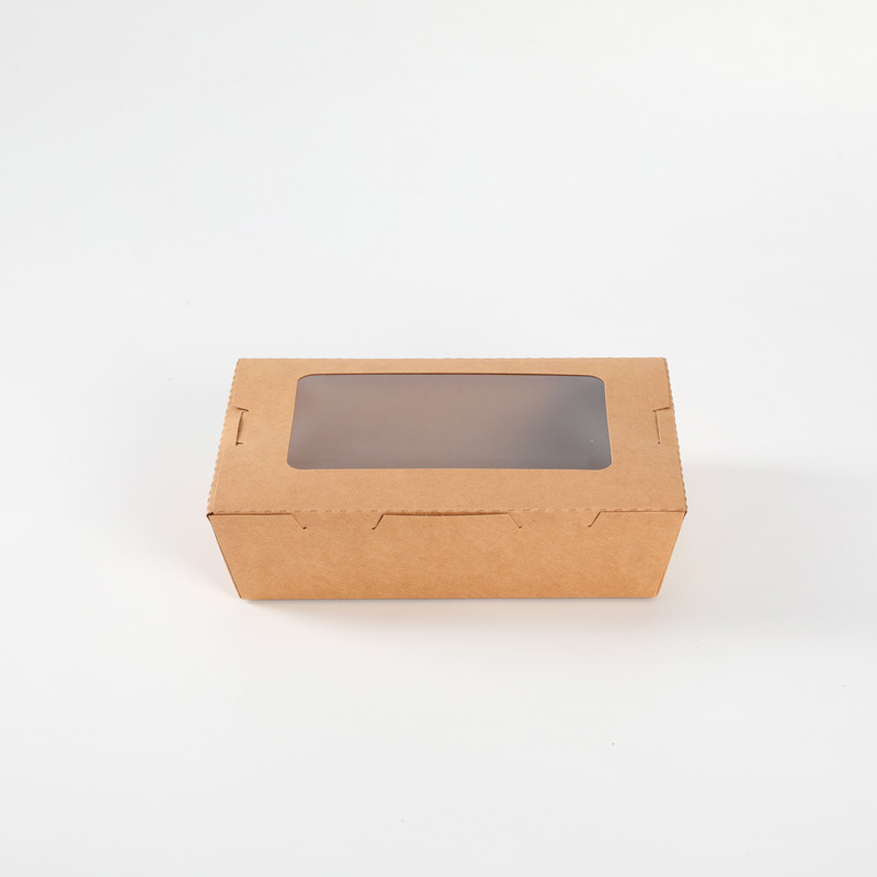 Compostable Paper Boxes  for Sushi Fruit Salad French Fries Paper Salad bow with window