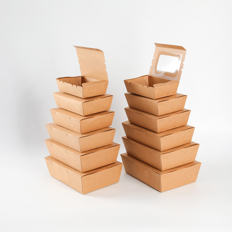 Compostable Paper Boxes  for Sushi Fruit Salad French Fries Paper Salad bow with window