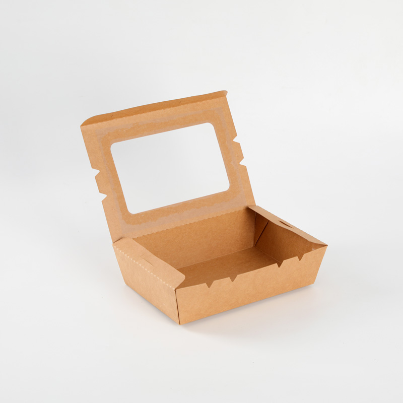 Compostable Paper Boxes  for Sushi Fruit Salad French Fries Paper Salad bow with window
