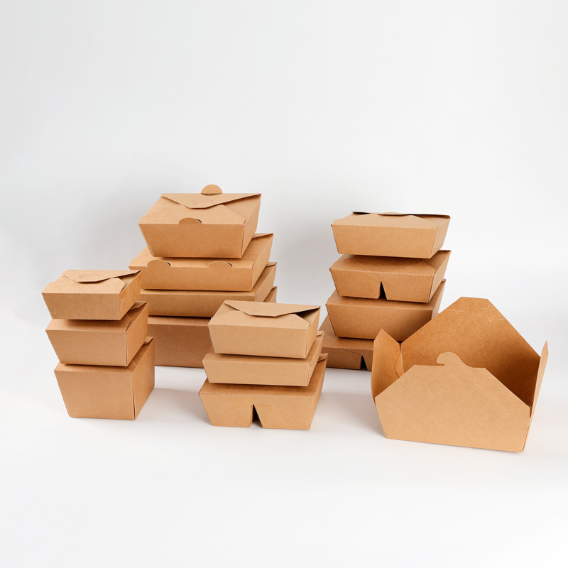 Restaurant Takeout Disposable Fried Chicken Packaging Kraft Paper Lunch Box Lock up delivery Food box