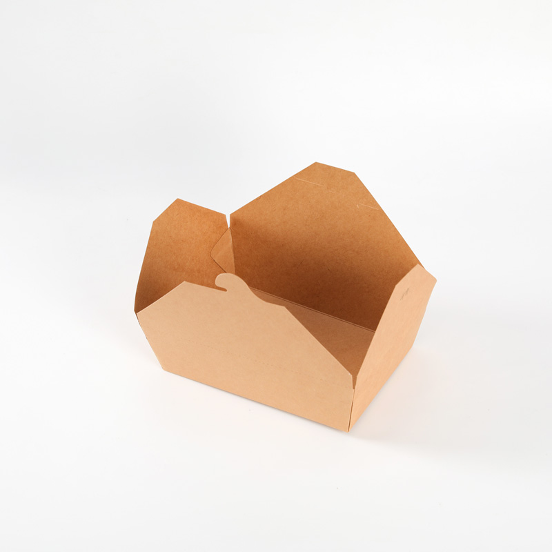 Restaurant Takeout Disposable Fried Chicken Packaging Kraft Paper Lunch Box Lock up delivery Food box