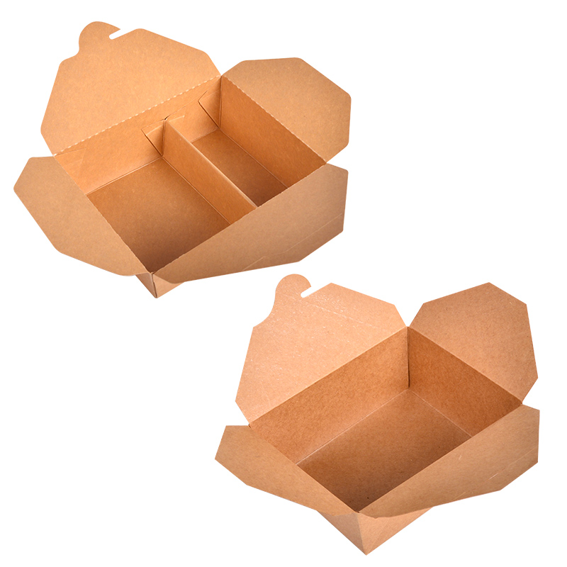Restaurant Takeout Disposable Fried Chicken Packaging Kraft Paper Lunch Box Lock up delivery Food box