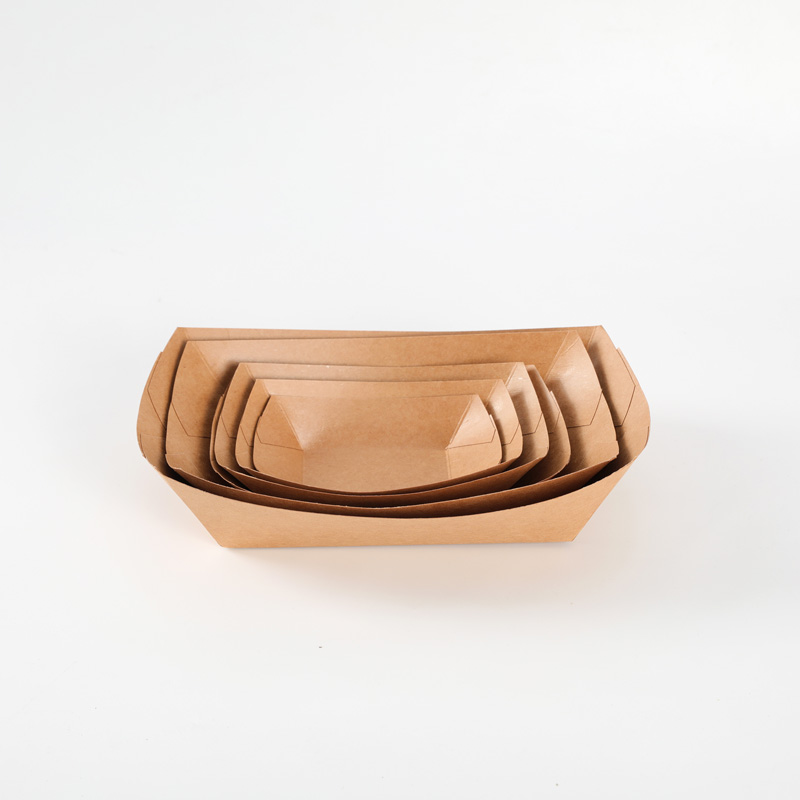 Kraft  Paper Boat Tray for Party for Serving French Fries Chicken Salad Sushi