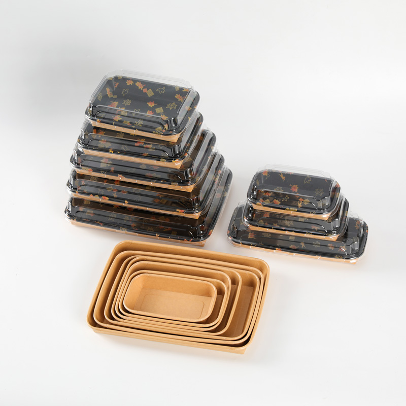 Disposable Kraft Paper Sushi Tray Waterproof Oil-Proof Packable Popular Style Picnic Sushi Box Supplier