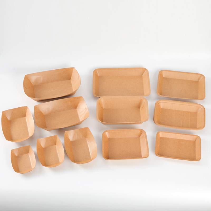 Paper Snack Tray Kraft Paper Disposable Serve Tray