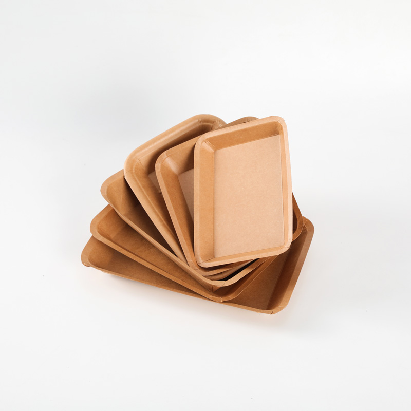 Paper Snack Tray Kraft Paper Disposable Serve Tray