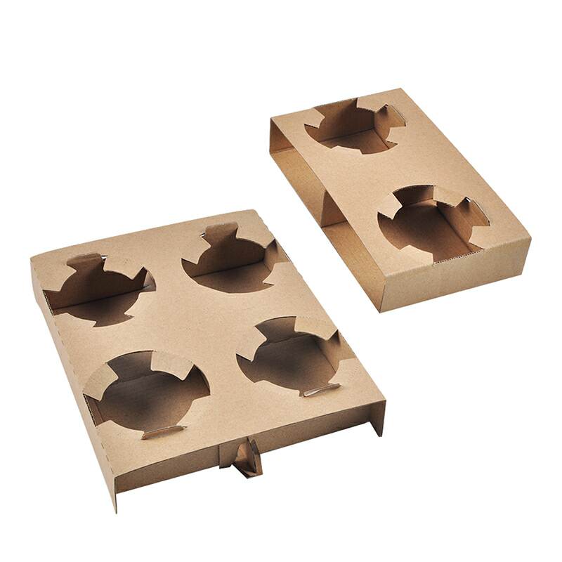 Recyclable Disposable Corrugated Paper Cup Holder Multi-Cup Beverage Coffee Cup Carrier Take Away Holder