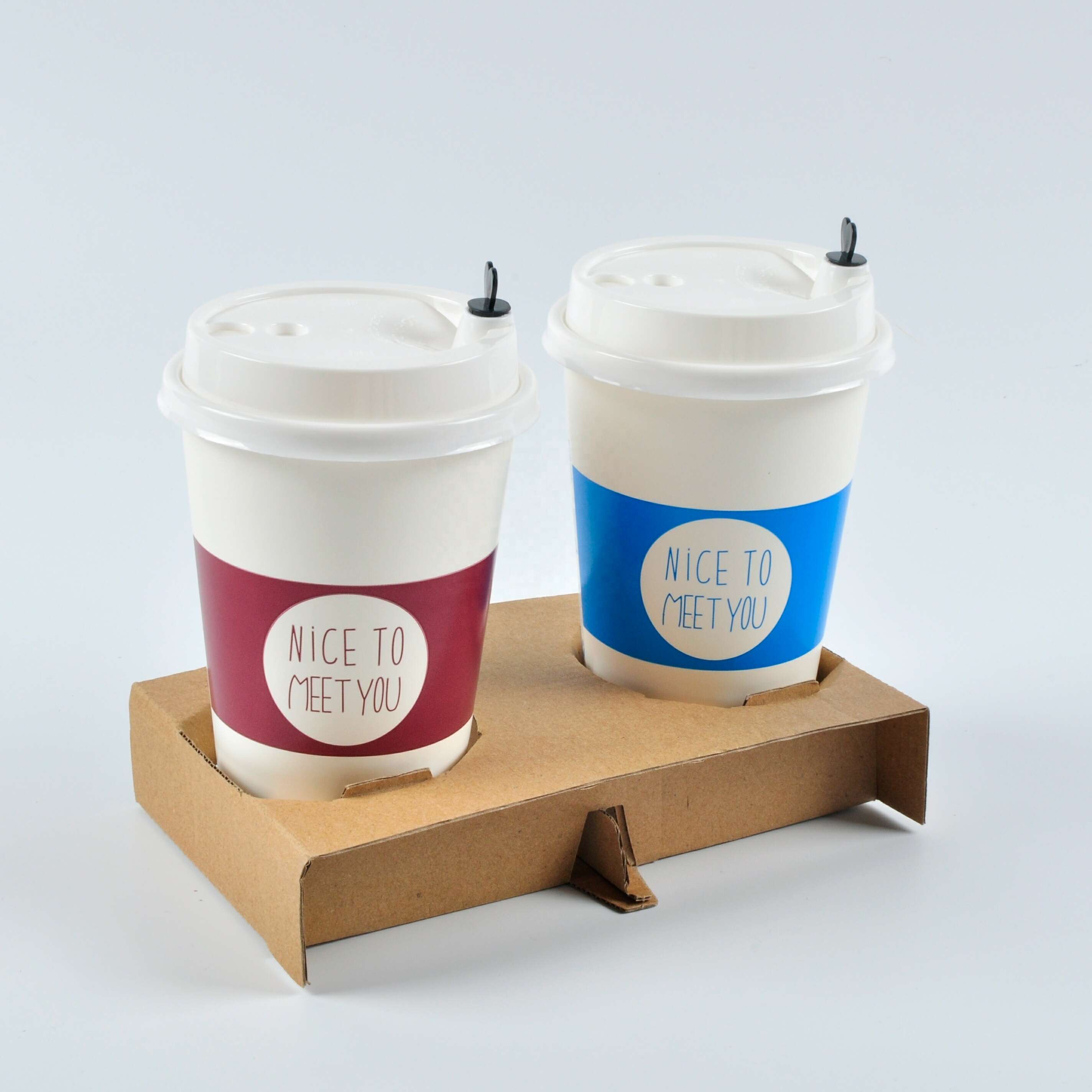 Recyclable Disposable Corrugated Paper Cup Holder Multi-Cup Beverage Coffee Cup Carrier Take Away Holder