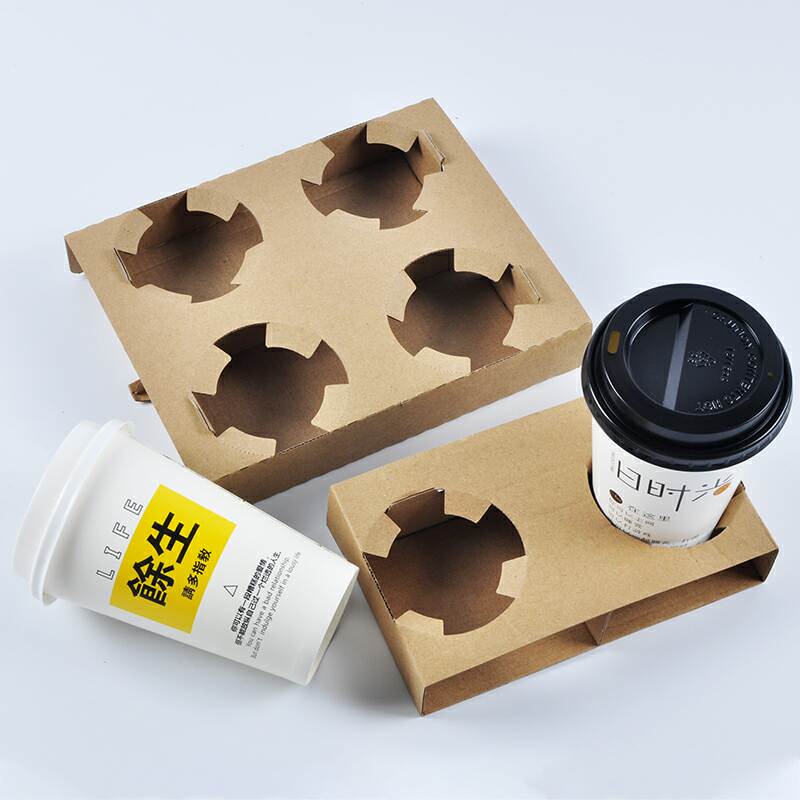 Recyclable Disposable Corrugated Paper Cup Holder Multi-Cup Beverage Coffee Cup Carrier Take Away Holder