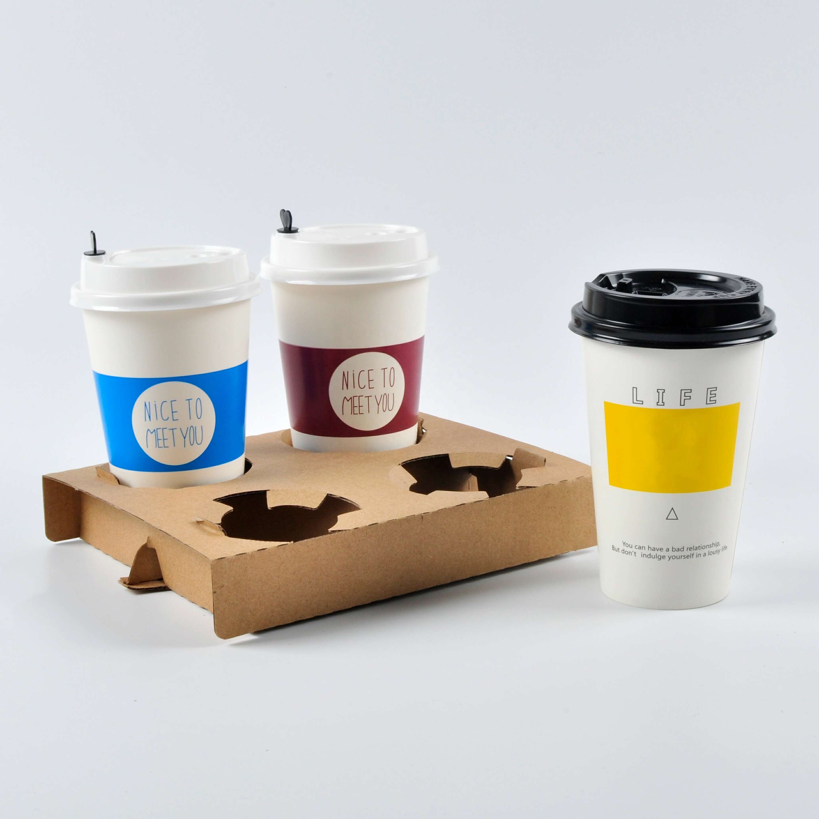 Recyclable Disposable Corrugated Paper Cup Holder Multi-Cup Beverage Coffee Cup Carrier Take Away Holder