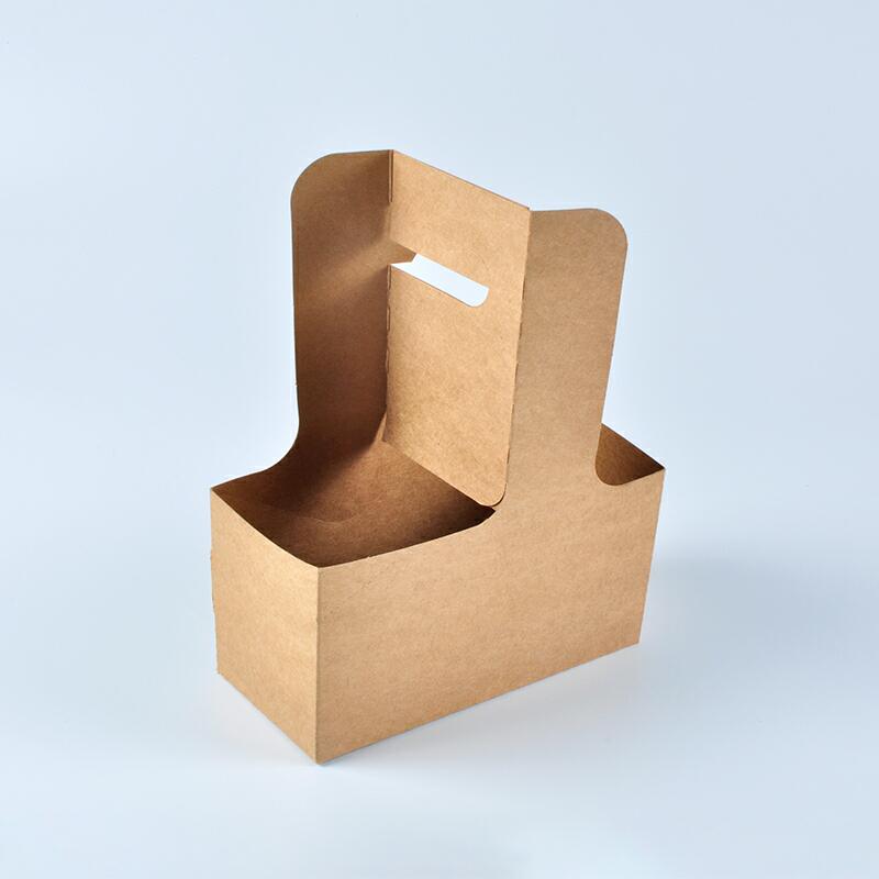 Disposable Paper Cup Kraft Take-Away Carrier with Custom Logo for Coffee Craft With Handle Cardboard Cup Holders
