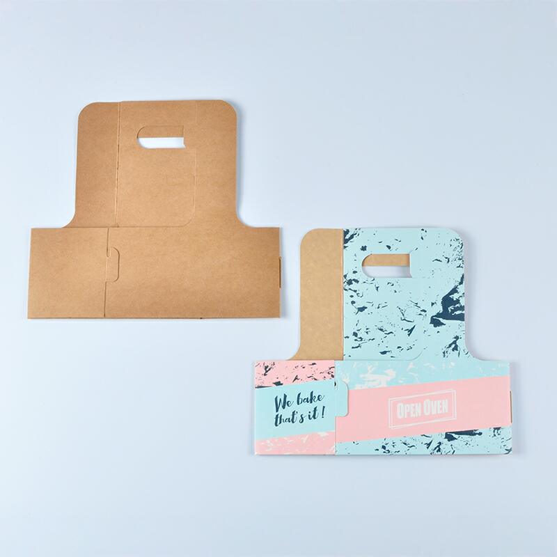 Disposable Paper Cup Kraft Take-Away Carrier with Custom Logo for Coffee Craft With Handle Cardboard Cup Holders