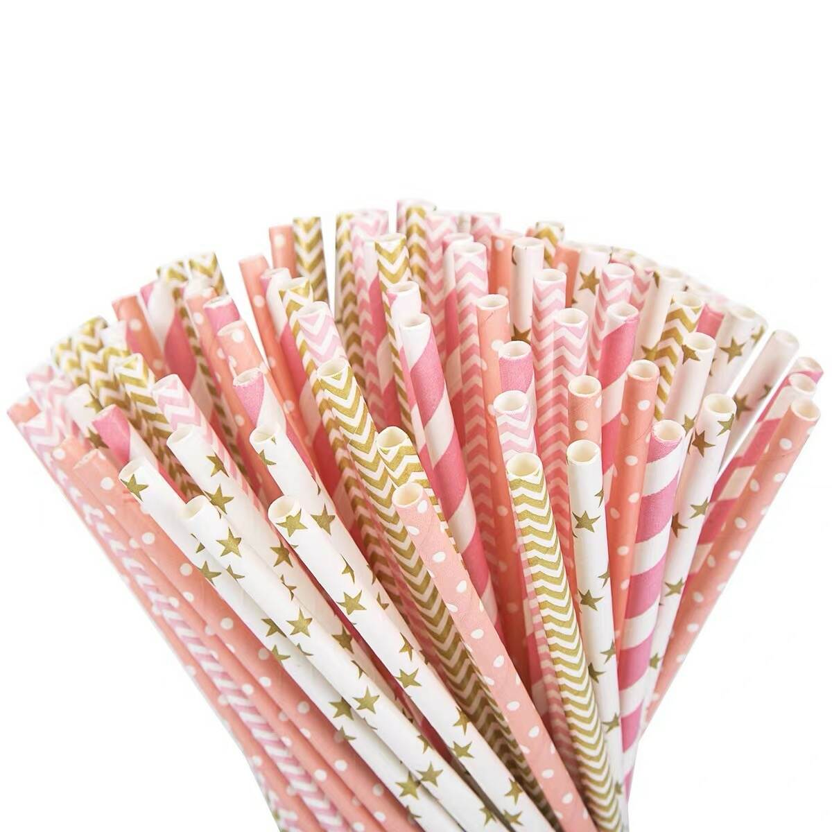 Compostable Degradable Custom Paper Straws Disposable Bubble Tea Juice Berverage Paper Straw