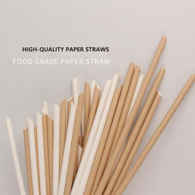 Compostable Degradable Custom Paper Straws Disposable Bubble Tea Juice Berverage Paper Straw