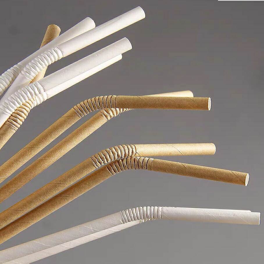 Compostable Degradable Custom Paper Straws Disposable Bubble Tea Juice Berverage Paper Straw