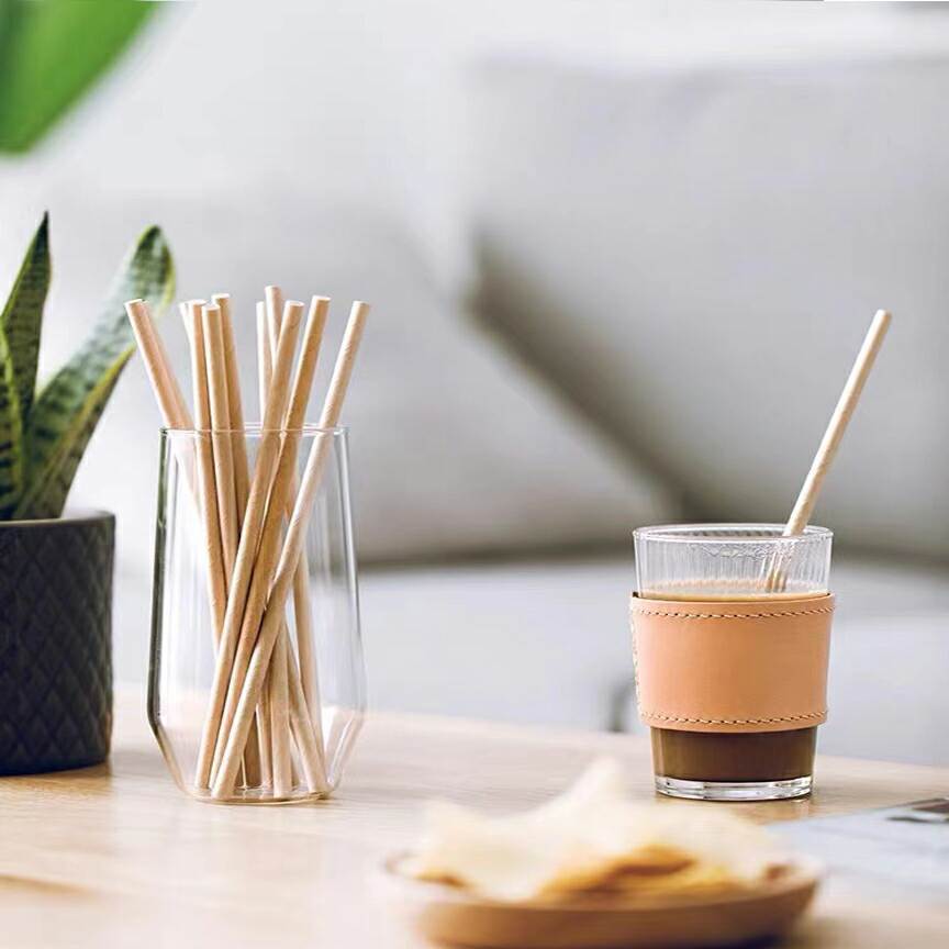 Compostable Degradable Custom Paper Straws Disposable Bubble Tea Juice Berverage Paper Straw