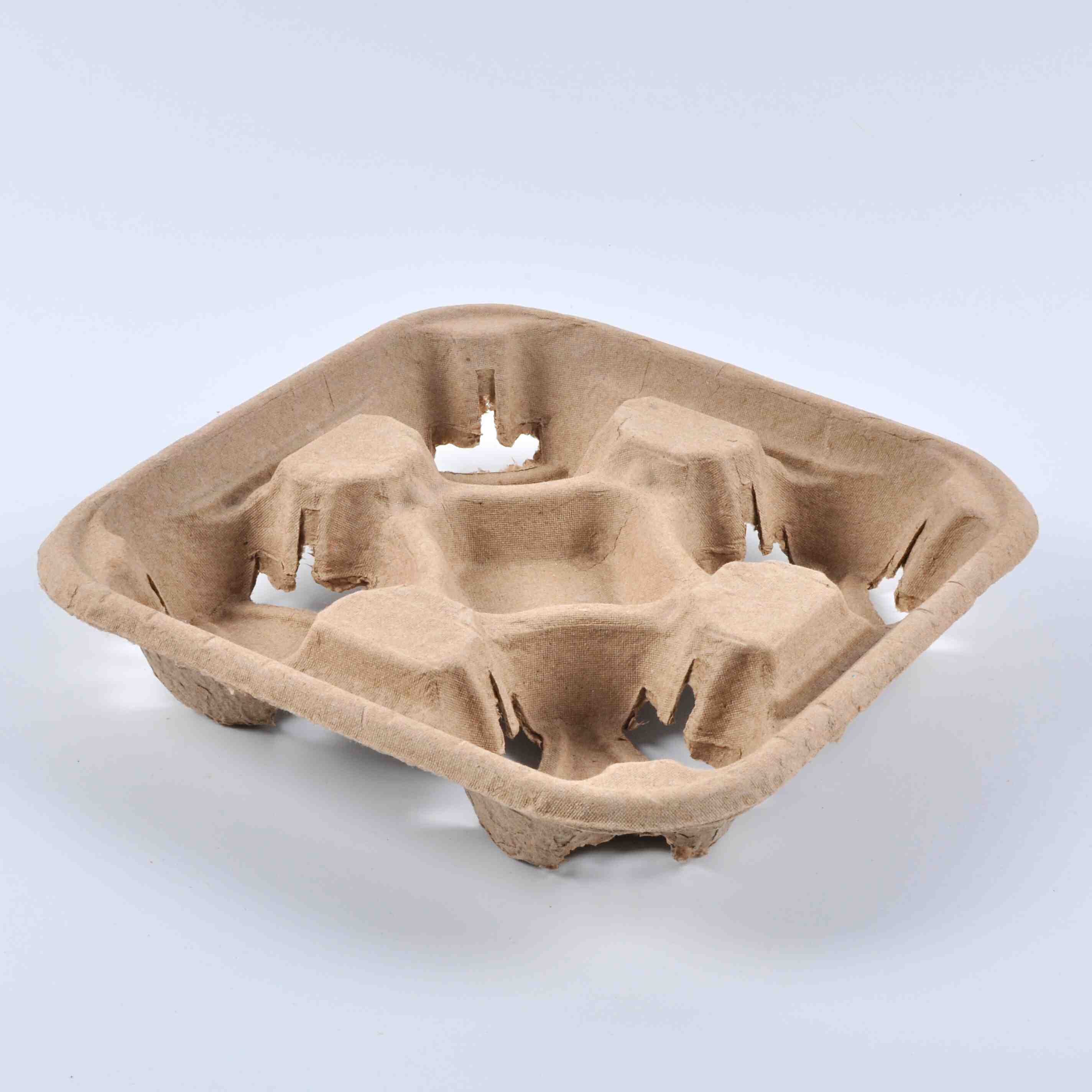 Disposable Bagasse Biodegradable Eco-Friendly Cups Holder Tray Paper Coffee Cup Carrier to Go