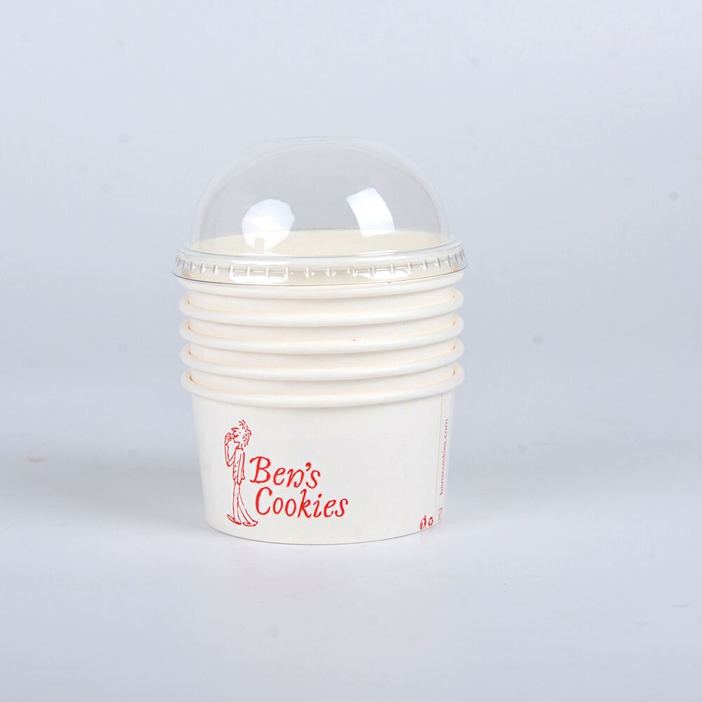 Disposable Ice Cream Cup Yogurt Bowl Lid Single Wall Biodegradable Waterproof Food Grade Craft Paper Material Recycled