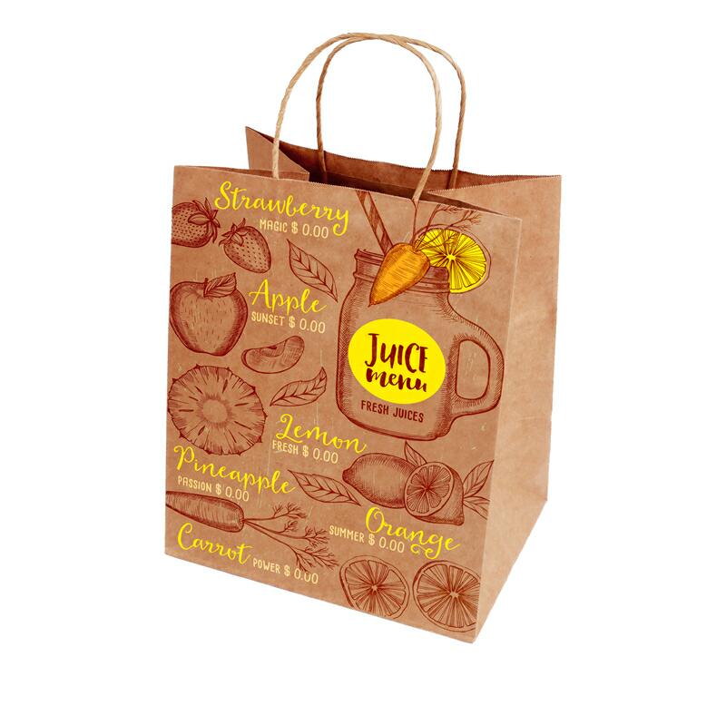 High-End Brown Paper Bag Craft Paper Coated for Take Out Pizza Milk Sugar Cakes Pet Food Supermarket Use