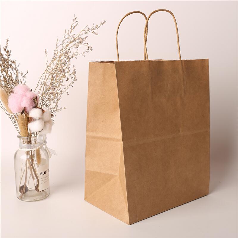 High-End Brown Paper Bag Craft Paper Coated for Take Out Pizza Milk Sugar Cakes Pet Food Supermarket Use