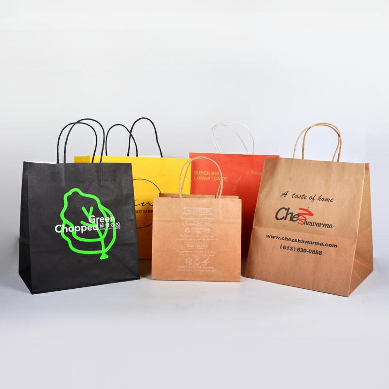 High-End Brown Paper Bag Craft Paper Coated for Take Out Pizza Milk Sugar Cakes Pet Food Supermarket Use