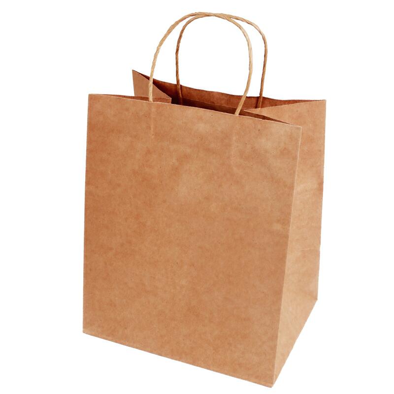 High-End Brown Paper Bag Craft Paper Coated for Take Out Pizza Milk Sugar Cakes Pet Food Supermarket Use