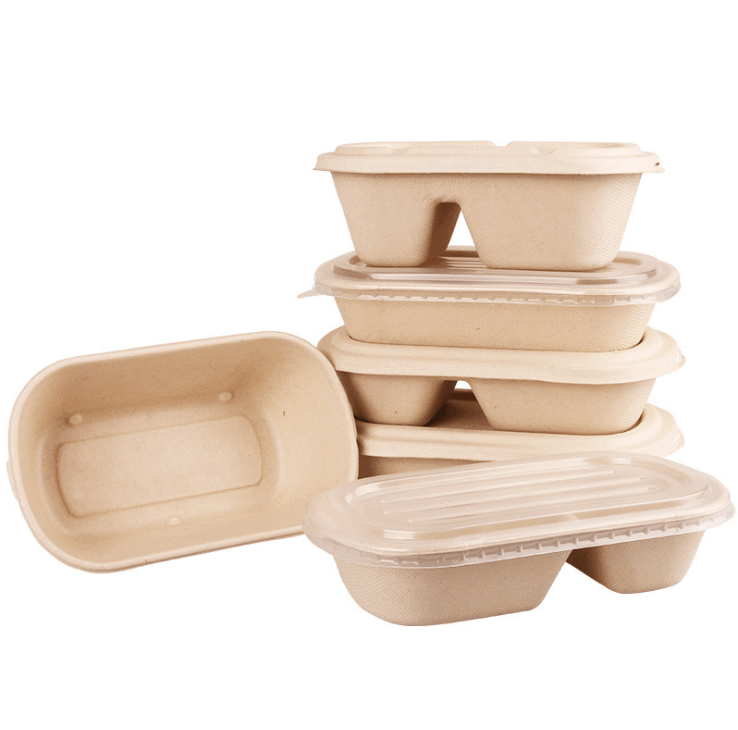 Disposable Compostable Sugarcane Bagasse Pulp Biodegradable Food Container Lunch Box for Food Delivery