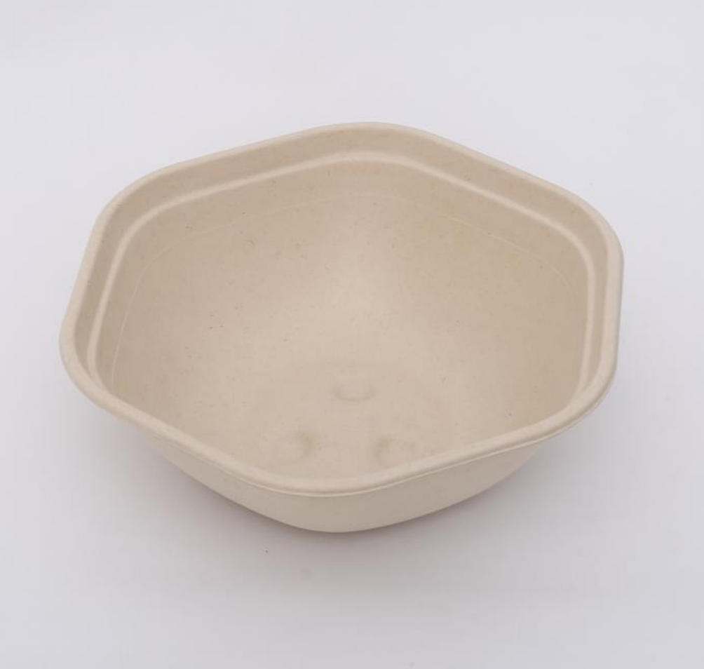 Biodegradable Disposable Fast Food Packaging for Restaurants Takeaway Pulp Bagasse Salad Bowl Hexagonal