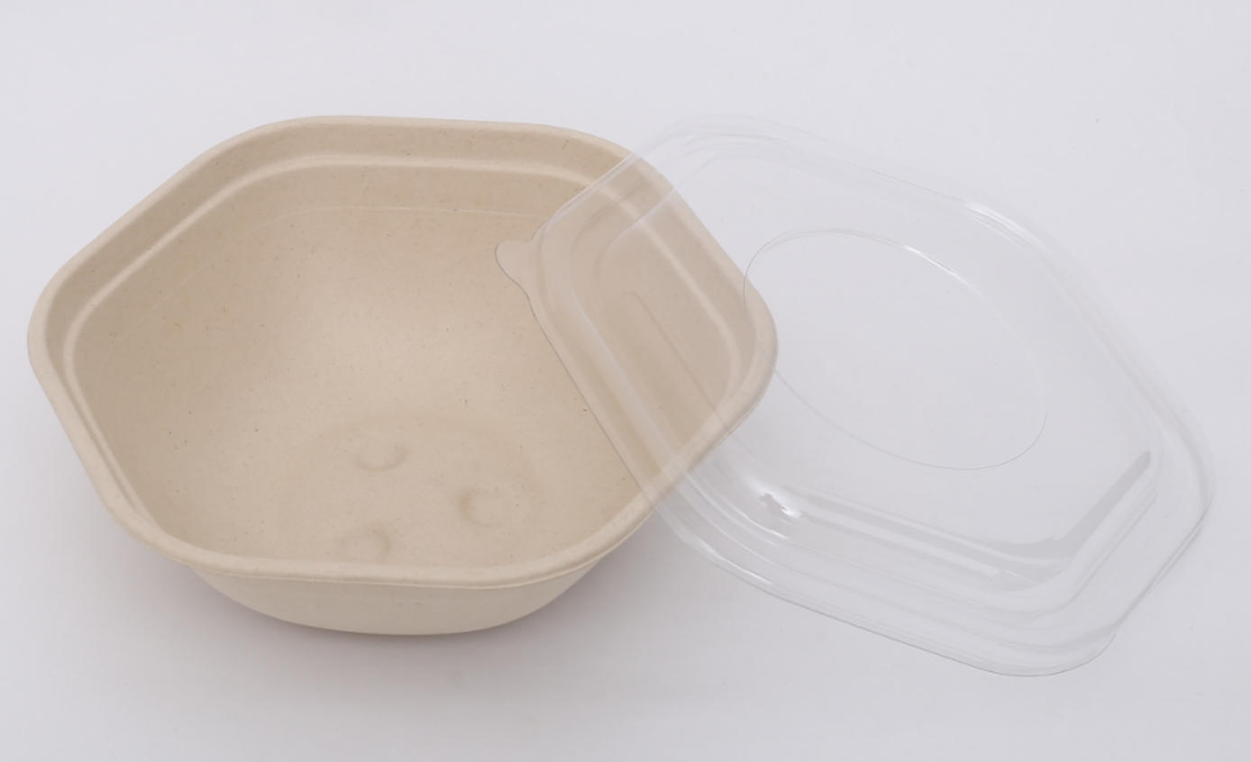 Biodegradable Disposable Fast Food Packaging for Restaurants Takeaway Pulp Bagasse Salad Bowl Hexagonal