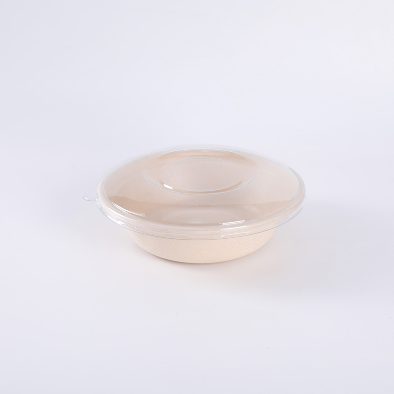 Sugarcane Round Bagasse Biodegradable Disposable Compostable Paper Salad Bowl with Clear Lid