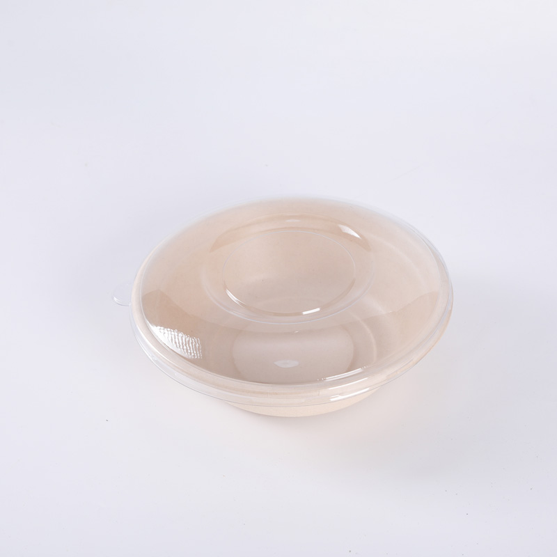 Sugarcane Round Bagasse Biodegradable Disposable Compostable Paper Salad Bowl with Clear Lid