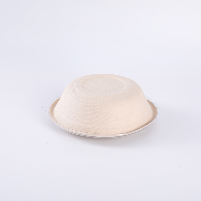 Sugarcane Round Bagasse Biodegradable Disposable Compostable Paper Salad Bowl with Clear Lid
