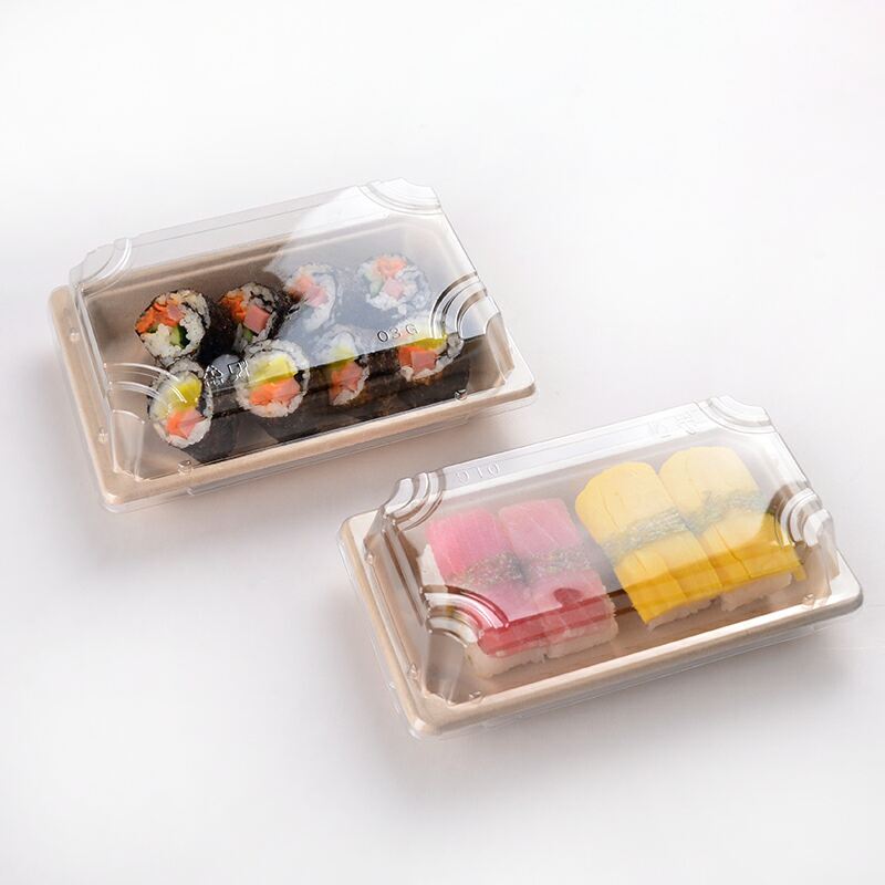 Biodegradable Compostable Bagasse Takeaway Sushi Box With Lid Cake Tray with LID